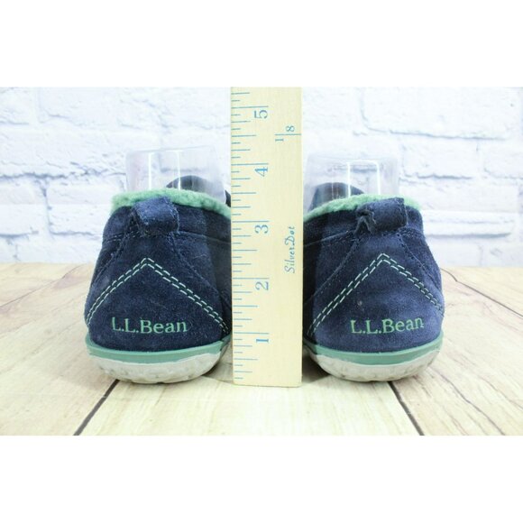 LL Bean Blue Suede Fleece Lined Mountain Moccasin Slippers Slip-On Size 9 M - Picture 6 of 9